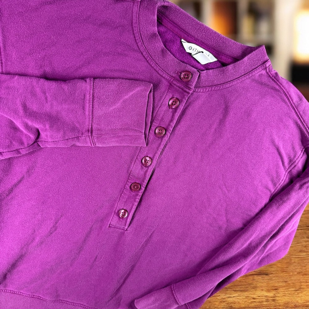 Athleta Henley Women‎ XS Purple Balance Sweatshirt Tencel Blend Long Sleeve